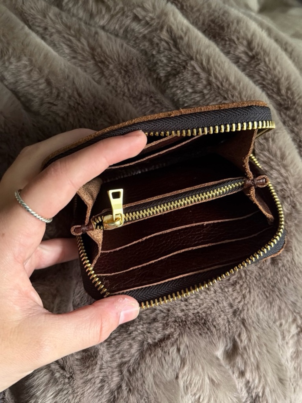 Portland Leather Brown Zip Wallet - Picture 2 of 3